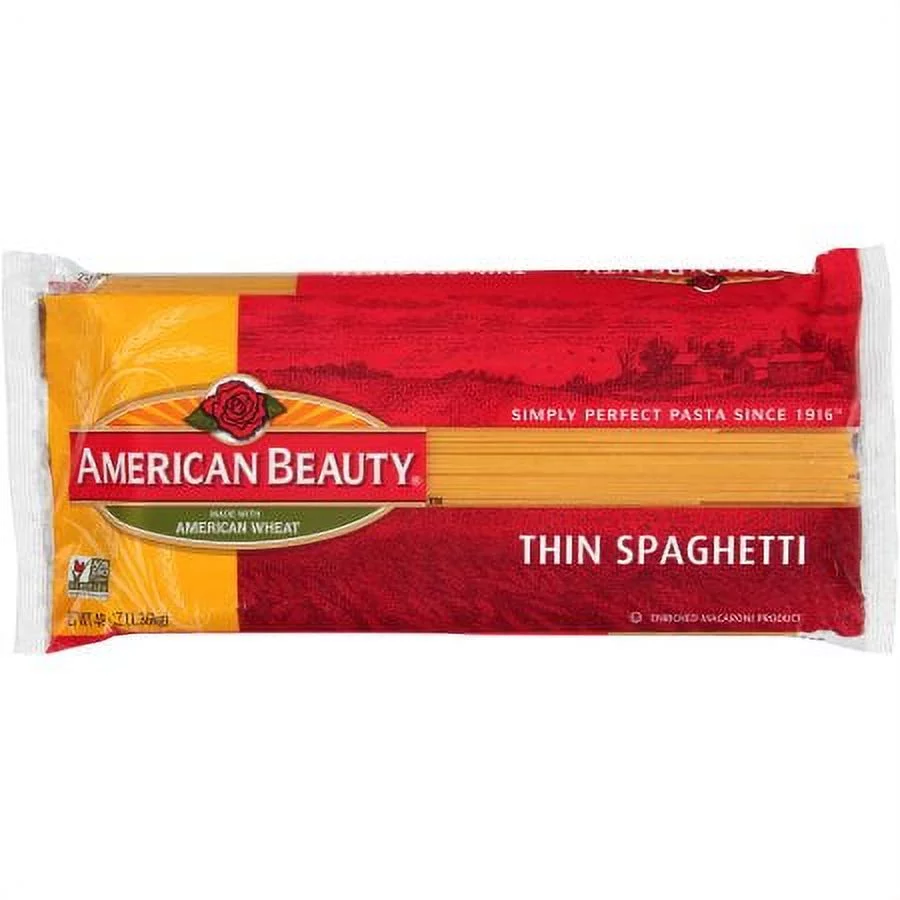 American Beauty Thin Spaghetti Pasta, 48-Ounce Bag (Pack of 4)
