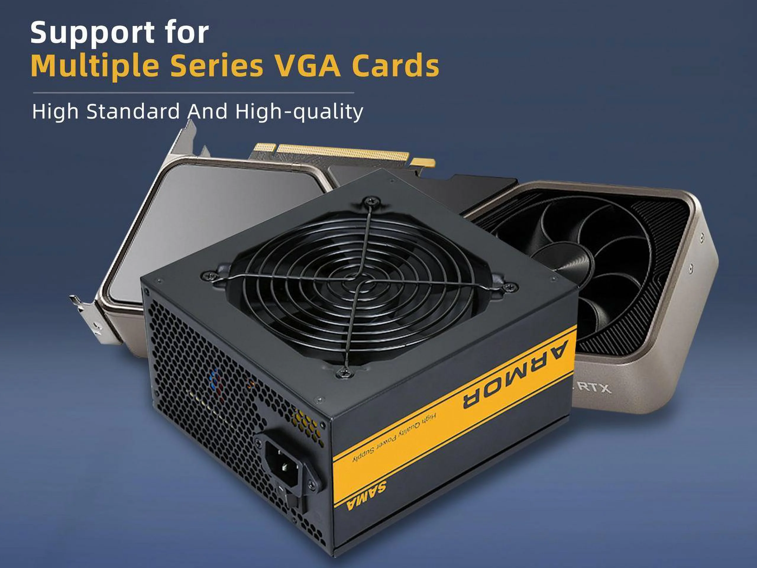 SAMA 550W Power Supply 80+ Gold Certified ECO Mode 12V FDB Fanless & Silent Mode PFC PC PSU ATX Power Supply Black 10 Years Warranty