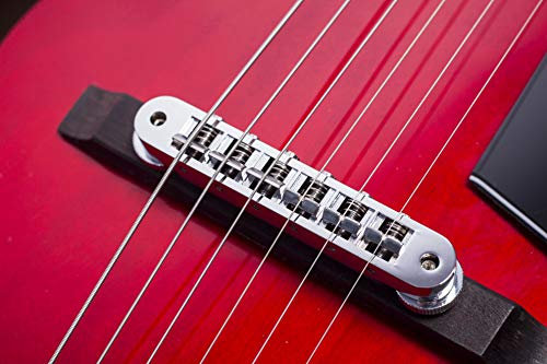 GROTE Jazz Electric Guitar Hollow Body Chrome Hardware P90 pickup (RED)