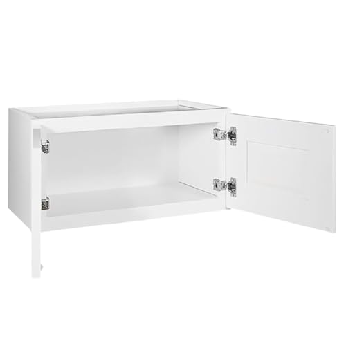 Brookings Shaker Unassembled Bridge Wall Kitchen Cabinet W3018, 30 W x 12 D x 18 H, Painted White with Sherwin Williams®, Solid Wood – Design House, 561662