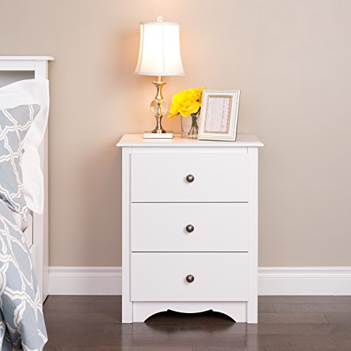 Prepac Sonoma Traditional Tall Nightstand Side Table with 3 Drawers, Functional Tall 3-Drawer Bedside Table 16