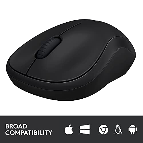 Logitech M185 Wireless Mouse, 2.4GHz with USB Mini Receiver, 12-Month Battery Life, 1000 DPI Optical Tracking, Ambidextrous PC/Mac/Laptop - Swift Grey