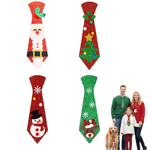 4PCS Christmas Ties for Man Women Funny Christmas Decorative Neckties Xmas Party Tie Costume Accessories Multicolor