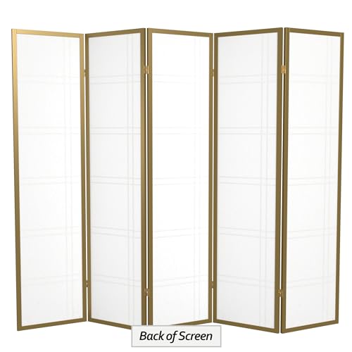 Red Lantern 6 ft. Tall Double Cross Shoji Screen-Grey-3 Panels Room Divider