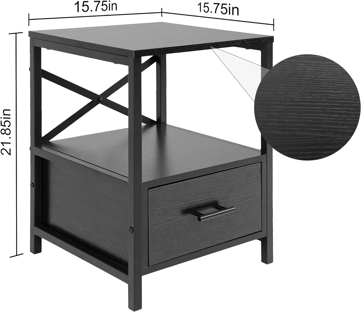 Black End Tables With Drawer, Black Side Tables Living Room, Nightstand Bedside Tables, End Table