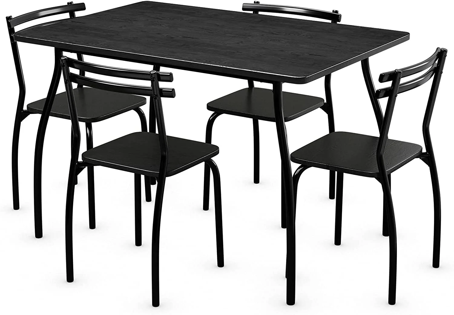 TJUNBOLIFE 5 Piece Kitchen Dining Room Table Set for 4  Small Table and 4 Chairs for Apartment Home Kitchen  Black