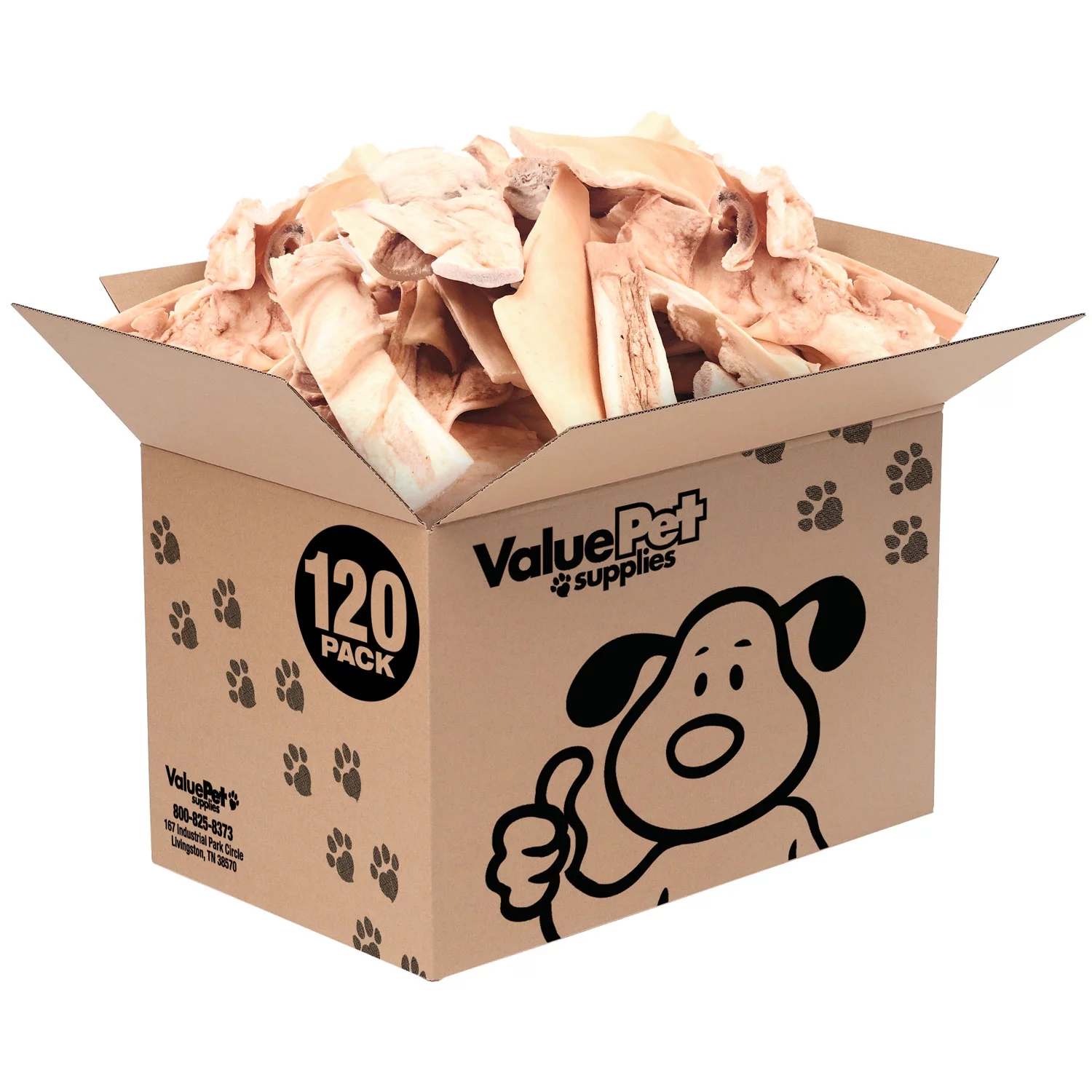 ValueBull Cheek Slices, Premium Beef Dog Chews, Thick 5-6 Inch, 120 Count BULK PACK