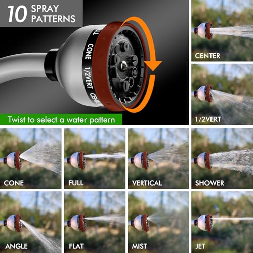 RESTMO Watering Wand Heavy Duty, Metal Garden Hose Wand with 10 Spray Patterns, 15-Inch Long Hose Nozzle Sprayer with Thumb Flow Control, Ideal to Water Hanging Baskets and Shrubs