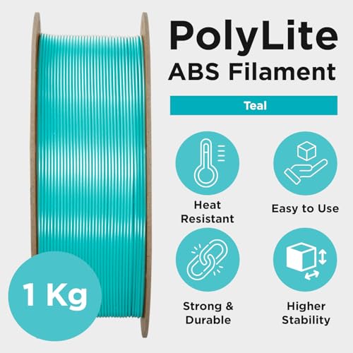 Polymaker ABS Filament 1.75mm Black, ABS 3D Printer Filament 1.75mm Heat Resistant 1kg - PolyLite ABS 3D Printing Filament 1.75mm, Strong & Durable, Dimensional Accuracy +/- 0.03mm