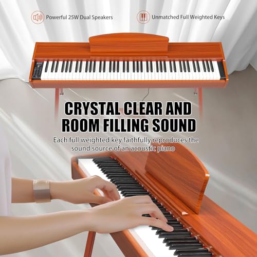 Ktaxon Digital Piano 88-Key Weighted Action Electric Piano with 3-Pedal Unit, Double Bluetooth, Split/Touch/Transpose Control Functions(Black)