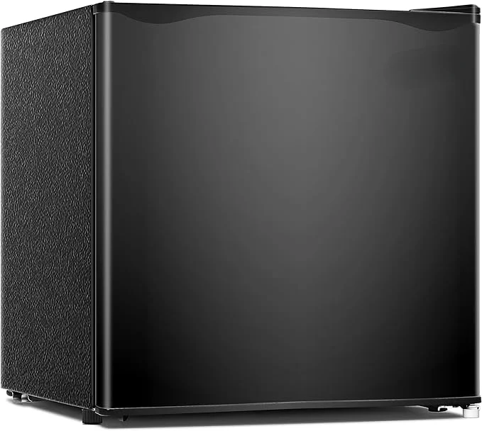 U-SHARE 1.7 Cu.Ft Mini Fridge with Freezer, Reversible Single Door Compact Refrigerator, Adjustable Thermostat, Energy Saving, Mini Fridge for Bedroom, Office, Dorm, Black.
