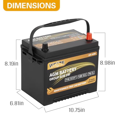 Weize Platinum AGM Battery BCI Group 35 Automotive Battery, 100RC, 650CCA, 36 Months Warranty