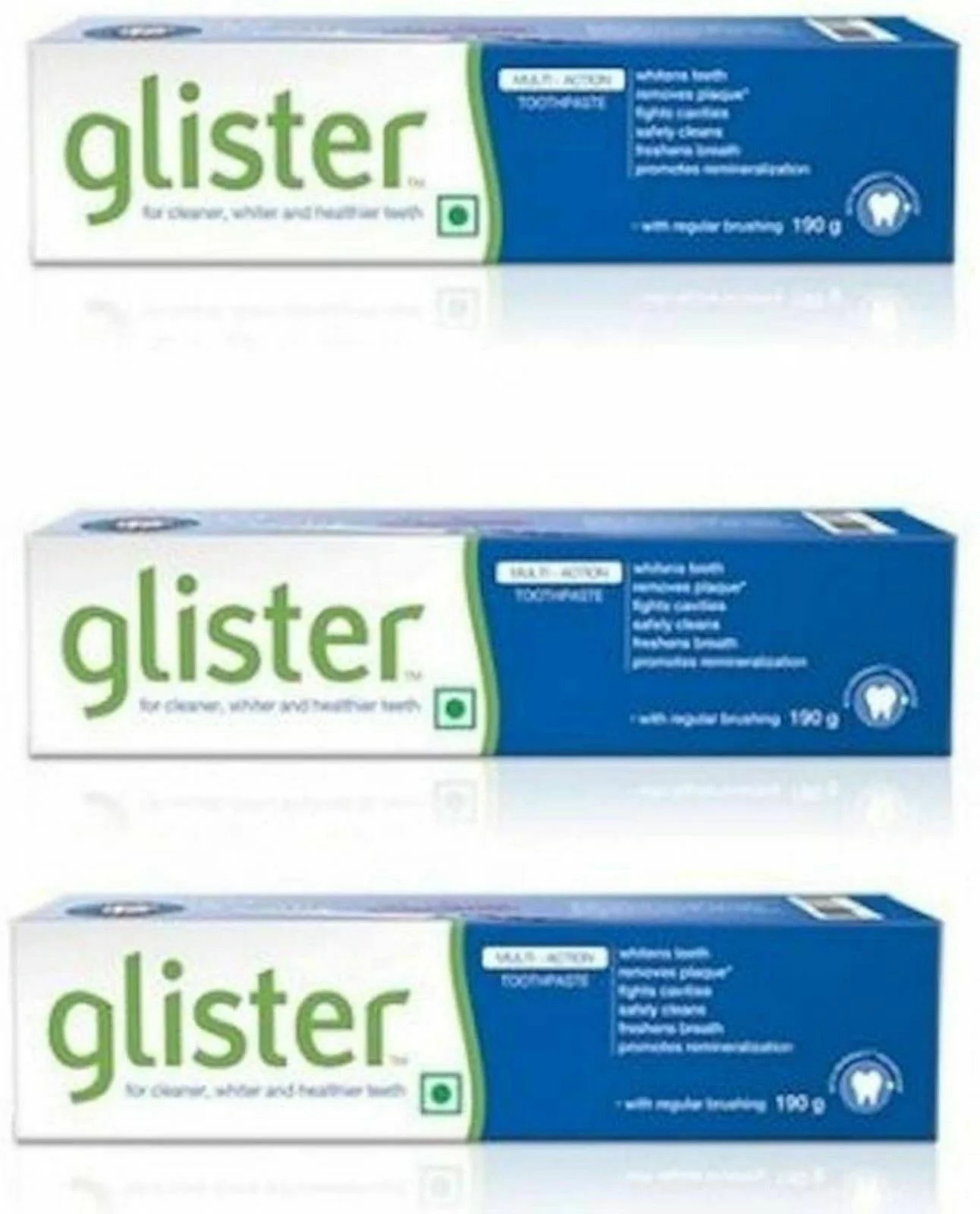 PACK OF 3 X Amway Glister Tooth pasteTubes 190g Oral Health Multi Action