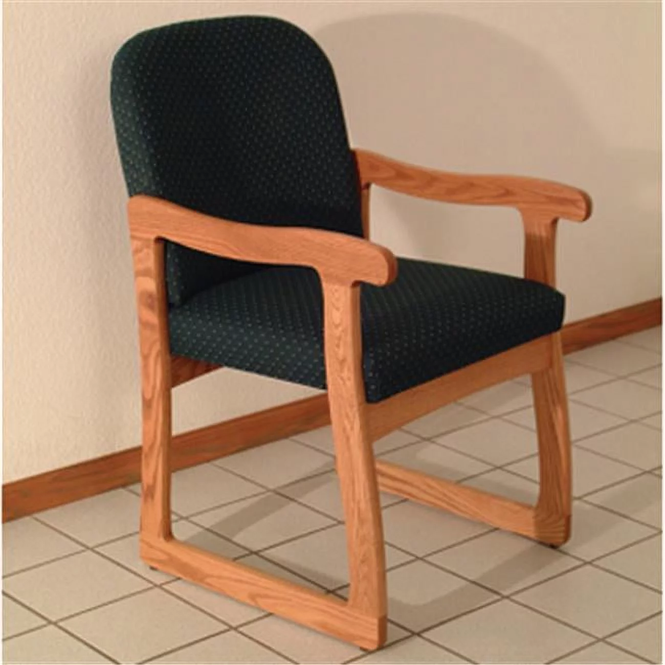 Wooden Mallet DW7-1MOAG Prairie Guest Chair in Medium Oak - Arch Green