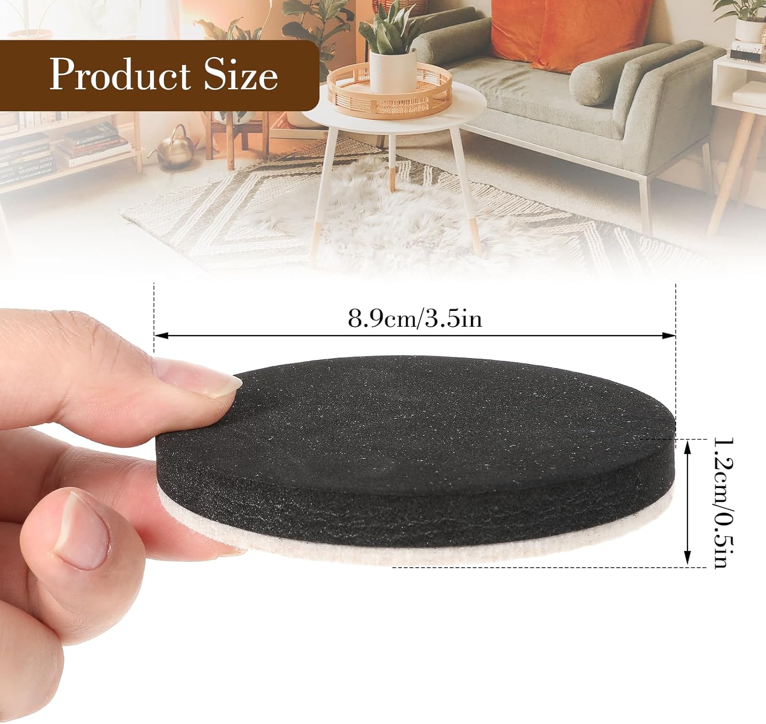 8Pcs Felt Furniture Sliders for Hardwood Floors, 3.5 Inches Reusable Furniture Movers Sliders for Hard Surfaces, Heavy Duty Furniture Moving Sliders for Move Your Sofa and Closet Easily
