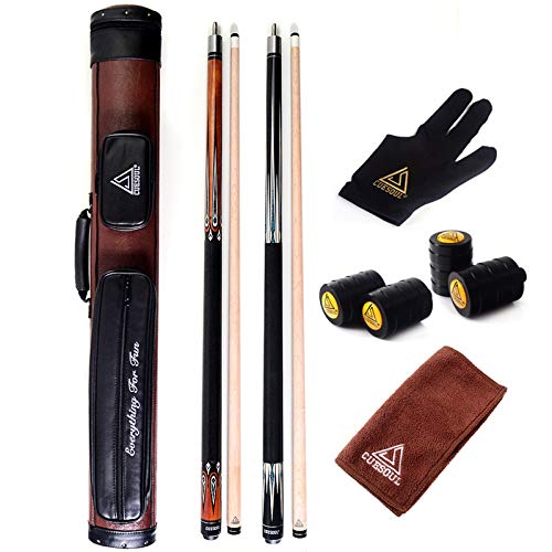 CUESOUL House Bar Pool Cue Sticks,Two Cue Sticks + 2x2 Pool Cue Case Hard