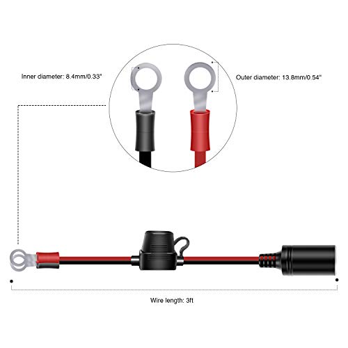 Nilight Female Cigarette Lighter Adapter Car Battery Extension Charge Cable