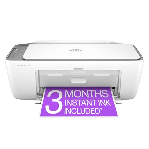 HP DeskJet 2855e Wireless All-in-One Color Inkjet Printer, Scanner, Copier, Best-for-home, 3 month Instant Ink trial included (588S5A)
