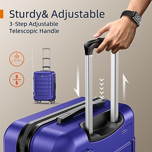 SHOWKOO Luggage Sets Expandable PC+ABS Durable Suitcase Double Wheels TSA Lock Black