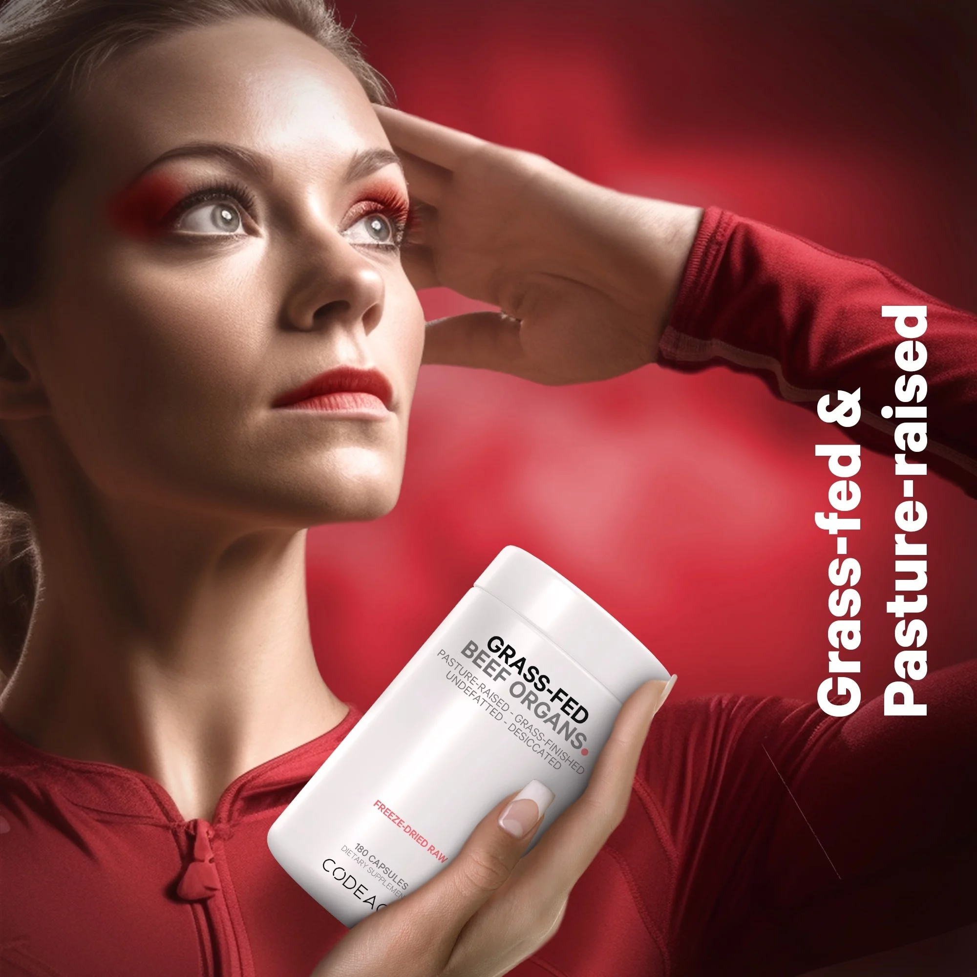 Codeage Beef Organs, Grass-Fed, Freeze-Dried, Non-Defatted, Desiccated Glandular Supplement, Non-GMO, 180 ct