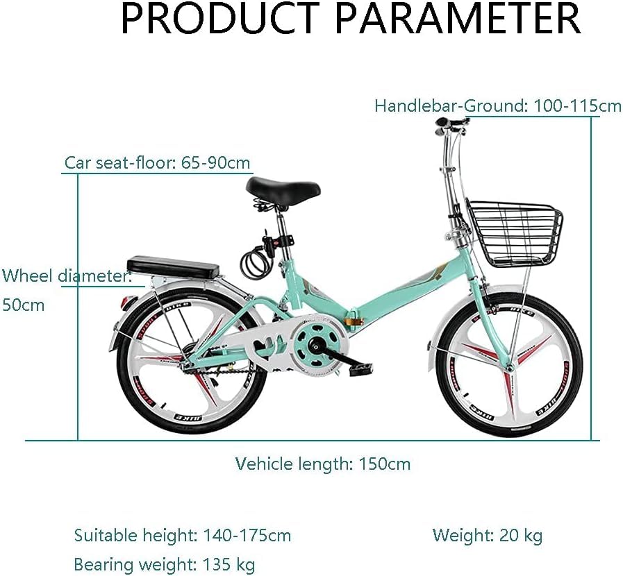 Folding City Bike Bicycle for Adults, Lightweight Alloy Folding Bicycle City Comter Variable Speed Bike, Foldable Urban Bicycle Cruiser with Quick-Fold System