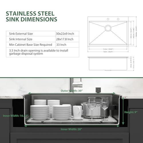 25 Inch Utility Laundry Sink Drop In 16 Gauge Stainless Steel Single Bowl Laundry Room Sink Laundry & Utility Room Kitchen Sinks 25