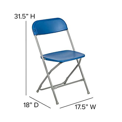 EMMA + OLIVER Set of 2 Plastic Folding Chairs - 650 LB Weight Capacity Lightweight Stackable Folding Chair in White