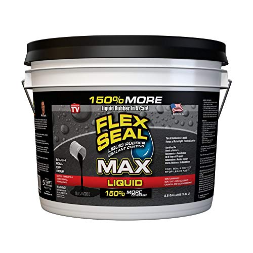 Flex Seal Liquid MAX, 2.5 Gallon, Black, Liquid Rubber Coating Sealant, Waterproof, Flexible, Breathable, and UV Resistant, Roof Repair, Basements, RV, Campers, Trailers, Marine, EPDM, Masonry