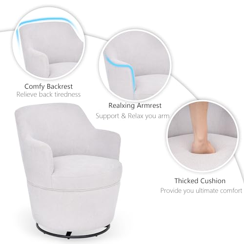 360° Swivel Accent Chairs with Ottoman, Modern Comfy Fabric Barrel Living Room Chair, Leisure Bedroom Armchair with Footstool, Blue