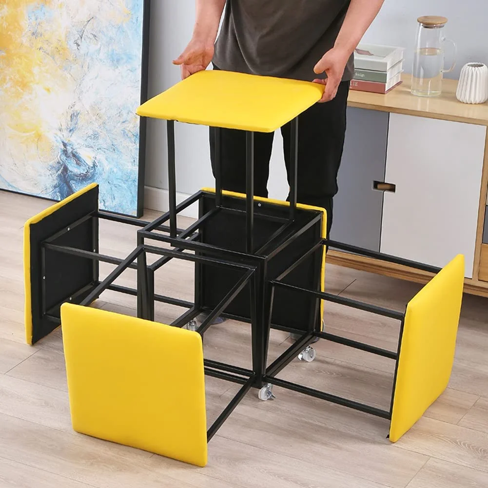 1 PU Leather Seating Cube with Swivel Casters Stackable Sofa Chair Stool Nesting Ottoman Stool Movable Footstool Dressing Chair for Living Room Bedroom(Gray,Large)