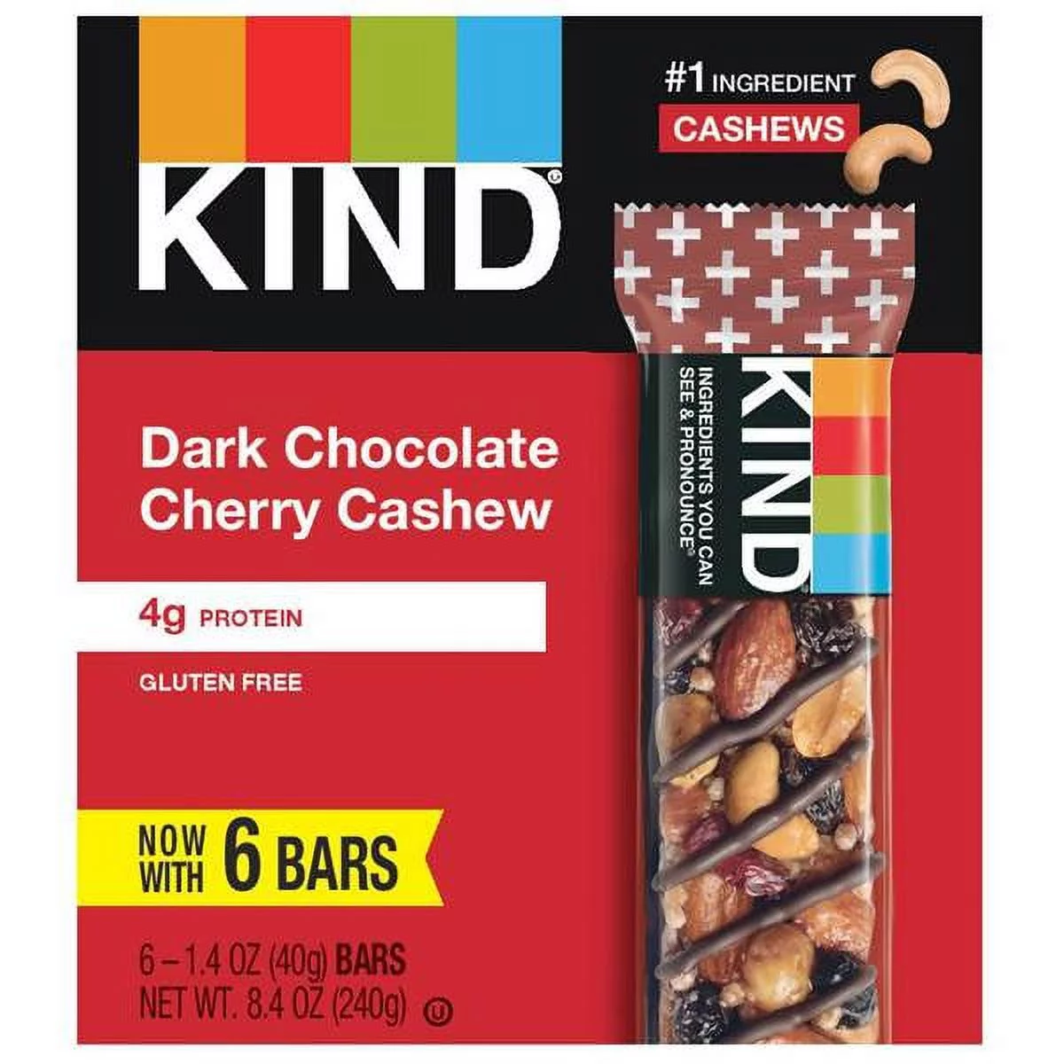 KIND Dark Chocolate Cherry Cashew Bars (Pack of 20)
