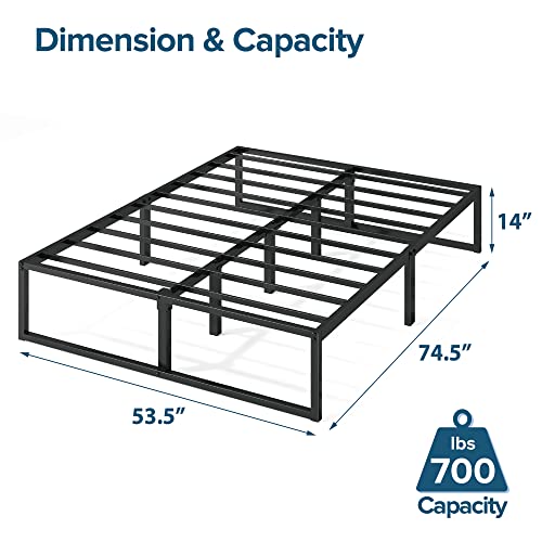 ZINUS Lorelei 14 Inch Metal Platform Bed Frame, Steel Slat Support, No Box Spring Needed, Eco Friendly WonderBox(TM) Packaging, 12.4” Underbed Storage, Easy Assembly, Black, Full