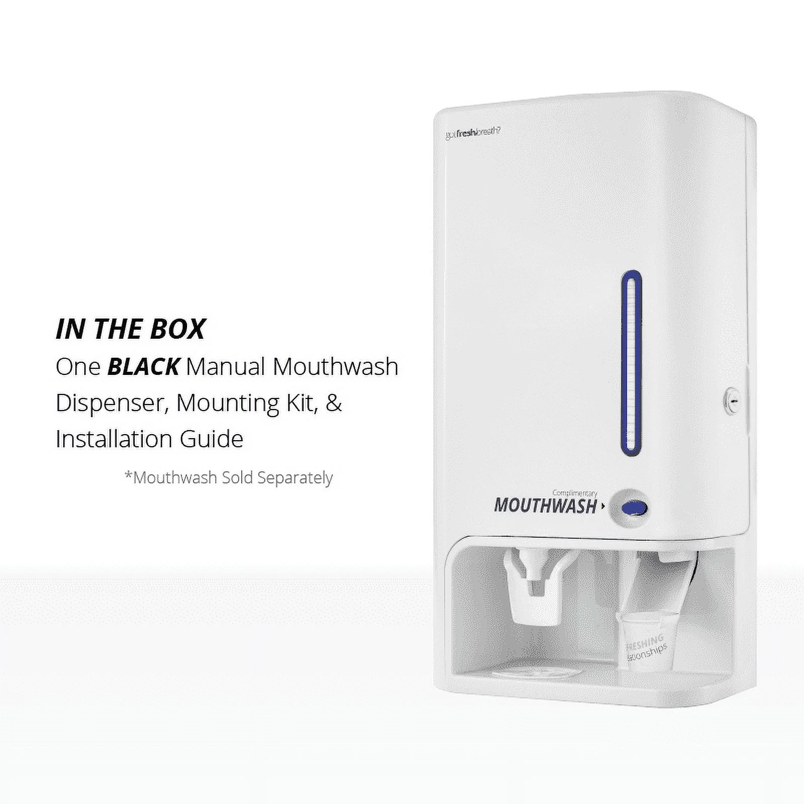 Manual Mouthwash Dispenser (White) - for GotFreshBreath Alcohol-Free Mouthwash