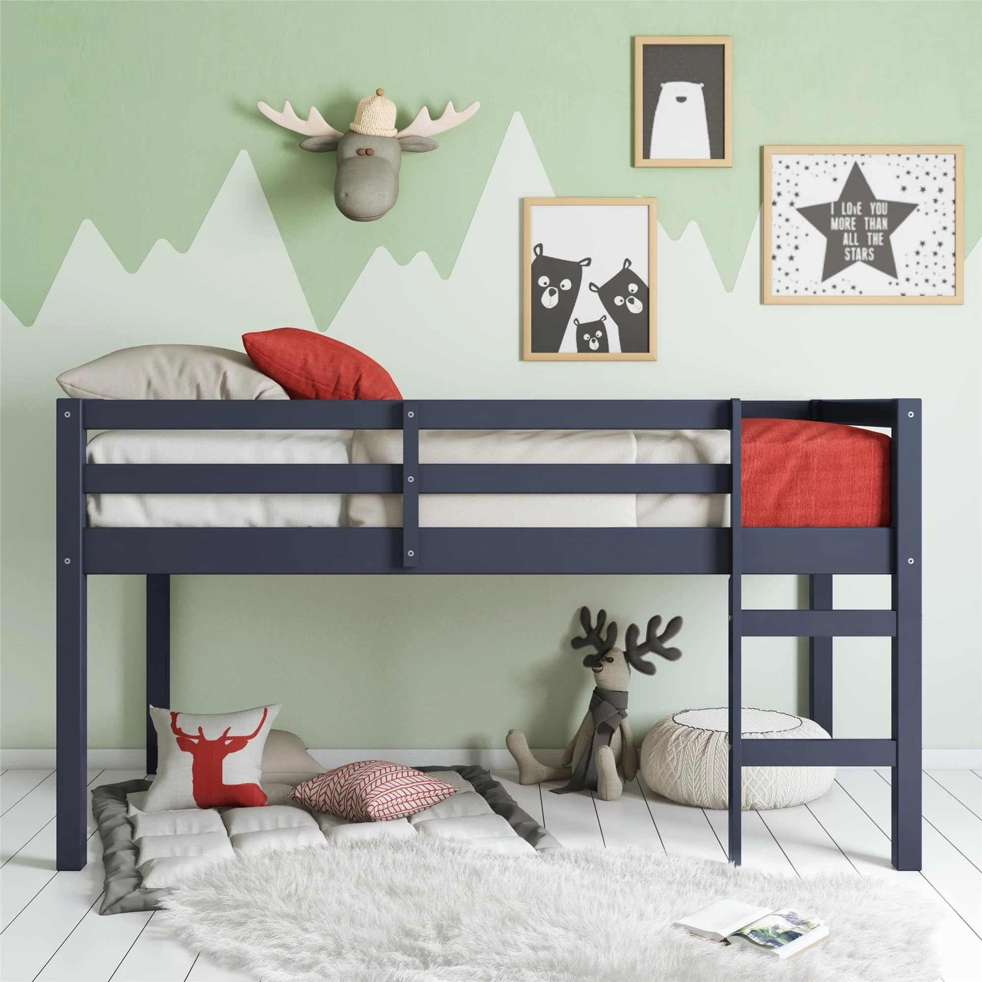 DHP Benson Junior Twin Loft Bed, Blue