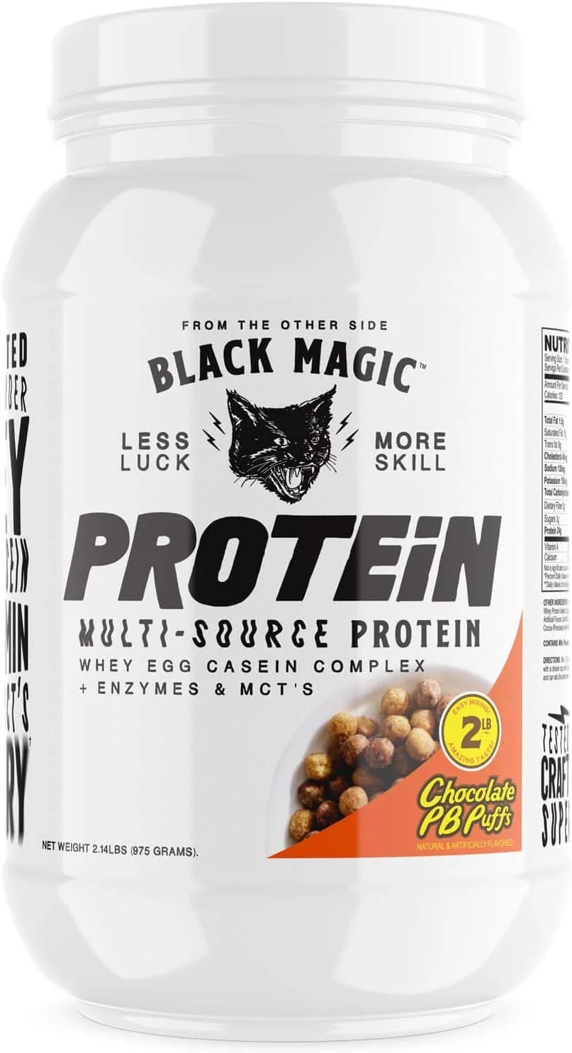 Black Magic Supply Handcrafted Multi- Source Protein Powder – Chocolate PB Puffs - 2 lbs