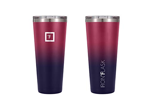 IRON °FLASK Classic Tumbler - Vacuum Insulated Stainless Steel Water Bottle, Double Walled, Drinking Cup, Insulated Travel Mug (Cotton Candy, 24 oz Solid Lid)