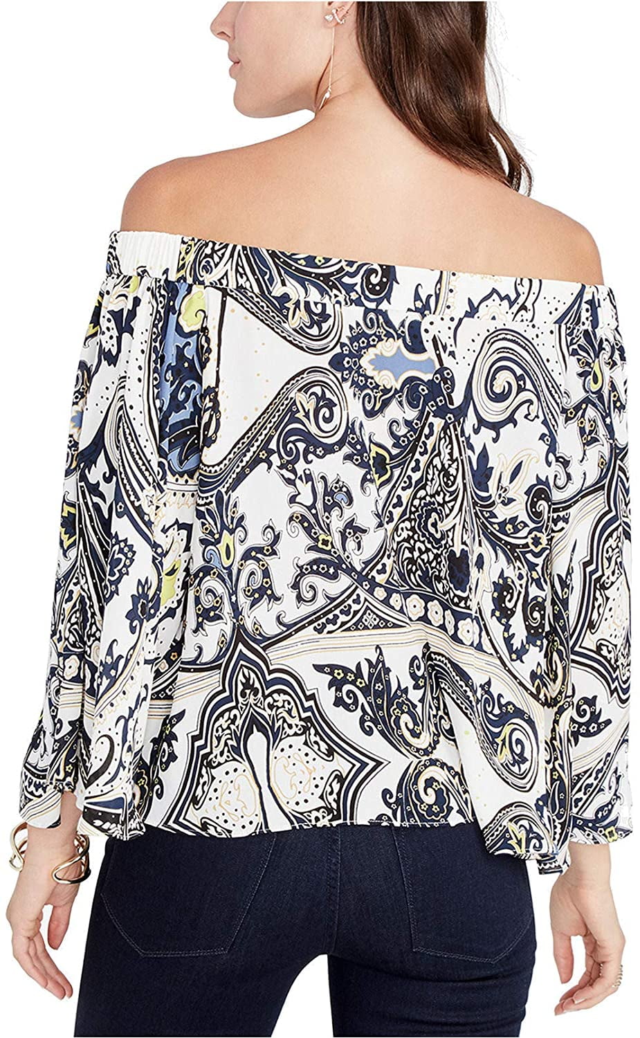 Rachel Roy Womens Printed Knit Blouse, Off-White, XX-Large