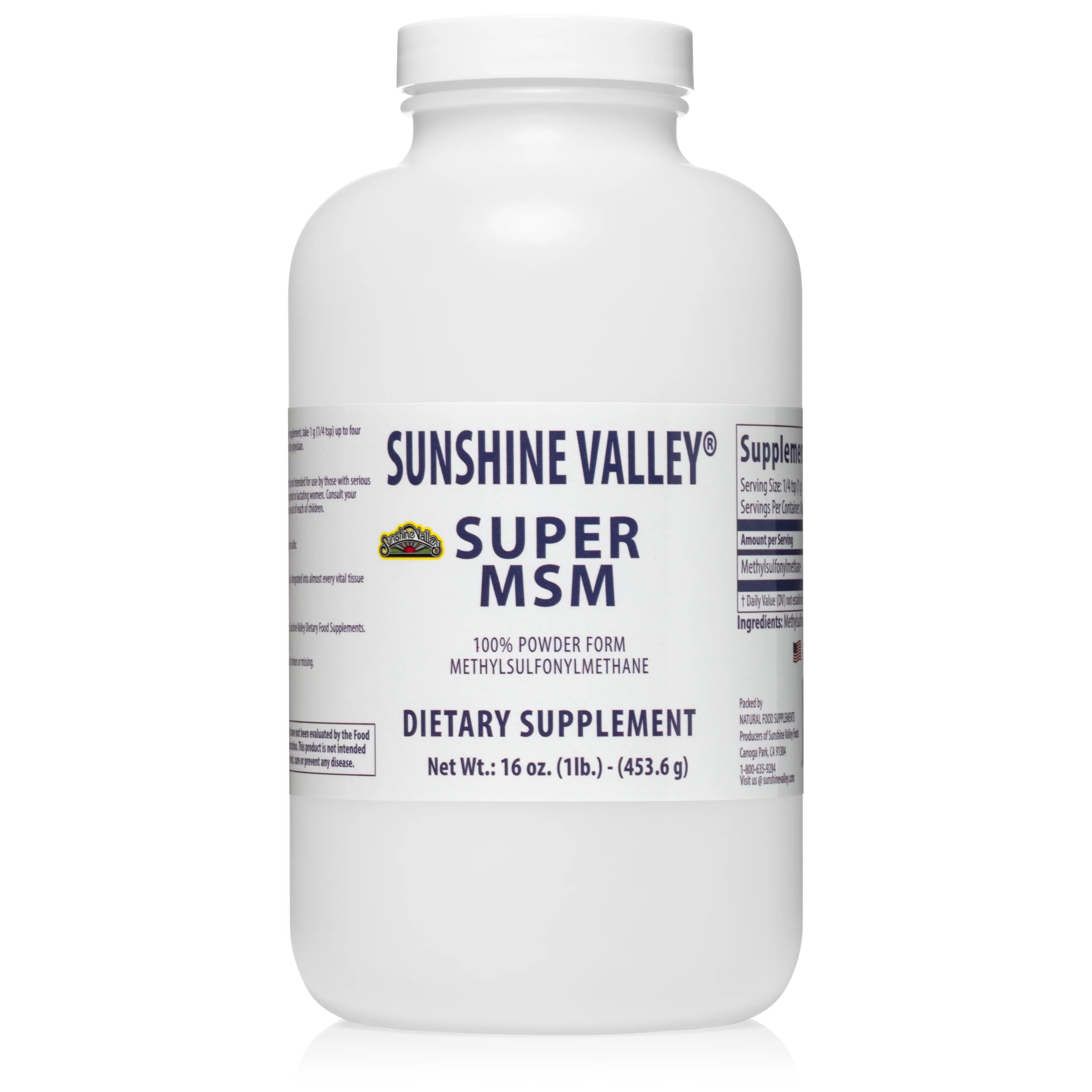 Sunshine Valley Super MSM Supplement Powder for Joint & Skin Health (16oz)