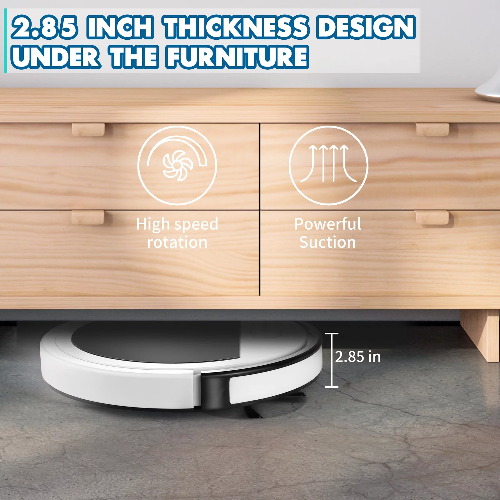 NETNEW Robot Vacuum Cleaner with Remote Control, 2000Pa Powerful Robotic Vacuum for Pet Hair Household Cleaning Dust Carpets Hard Floors