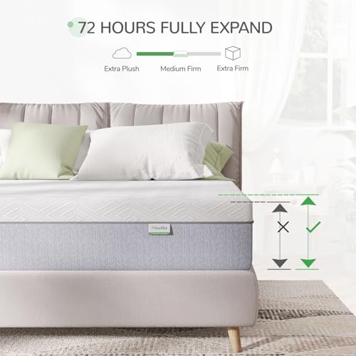 Novilla Queen Mattress, 10 Inch Gel Memory Foam Queen Size Mattress for Cool Night & Pressure Relief, Medium Plush Bed Mattresses, Bliss