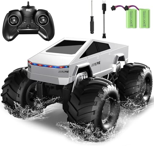 RC Cyber Truck Toy Car 1:16 Scale, Waterproof 4WD Amphibious, Remote Control for Kids 6+, All-Terrain Off-Road Pickup, 2.4GHz, Ideal Gift for Boys (2401 car)
