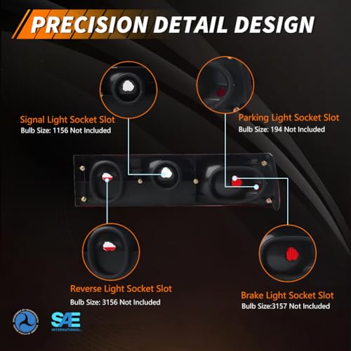 Tail Light Compatible with Fo-rd Mus-tang 1987-1993, [DOT] [Waterproof] Brake Rear Lamp with Housing (Left + Right), Replace OEM #‎E7ZZ-13404-A, E7ZZ-13405-A, FO2801168, FO2800168, Smoked Lens