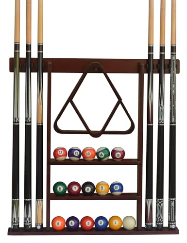 Flintar Wall Mount Cue Rack, Billiard Pool Cue Stick holder, Premium Quality Made in TAIWAN, Solid Hardwood, Cue Rack Only