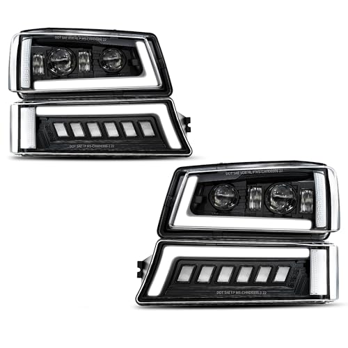 Z-OFFROAD LED Headlights Assembly DOT Approved with DRL Turn Signal Hi/Low Sealed Beam Compatible with 2003-2006 Chevy Silverado Avalanche, Clear Side Marker Reflector