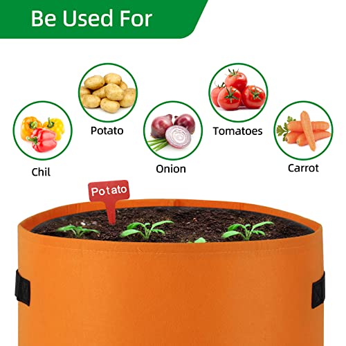 6-Pack 10 Gallon Grow Bags, Thickened Nonwoven Fabric Gallon Pots, Potato Growing Bags, Garden Fabric Grow Bags with Flap and Handles, Vegetable Grow Pots 6 Pack