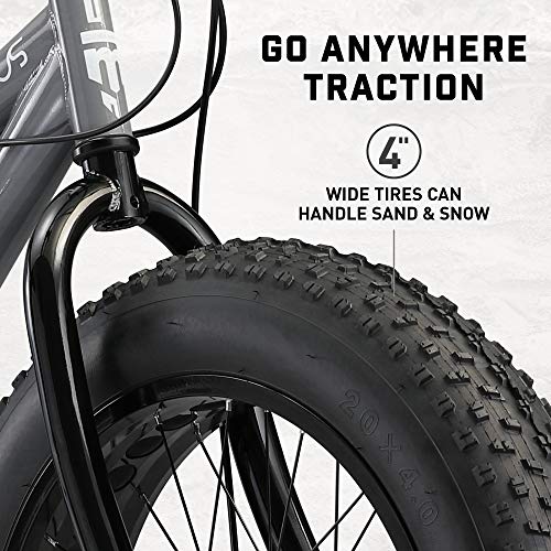 Mongoose Argus Trail or ST Fat Tire Mountain Bike, 20, 24 or 26 Inch Bike for Kids and Adults, 7 or 16 Speed, Aluminum or Steel Frame, Knobby Mountain Fat Tires, Mechanical Disc Brakes