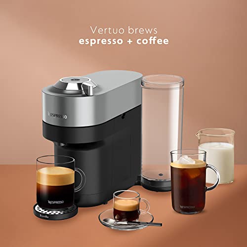 Nespresso Vertuo POP+ Deluxe Coffee and Espresso Machine by Breville with Milk Frother, Titan Medium
