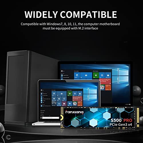 S500 Pro 512GB NVMe SSD M.2 PCIe Gen3x4 2280 Internal Solid State Drive, SLC Cache 3D NAND TLC, Up to 3200MB/s, Compatible with Laptop and PC Desktops(Black)