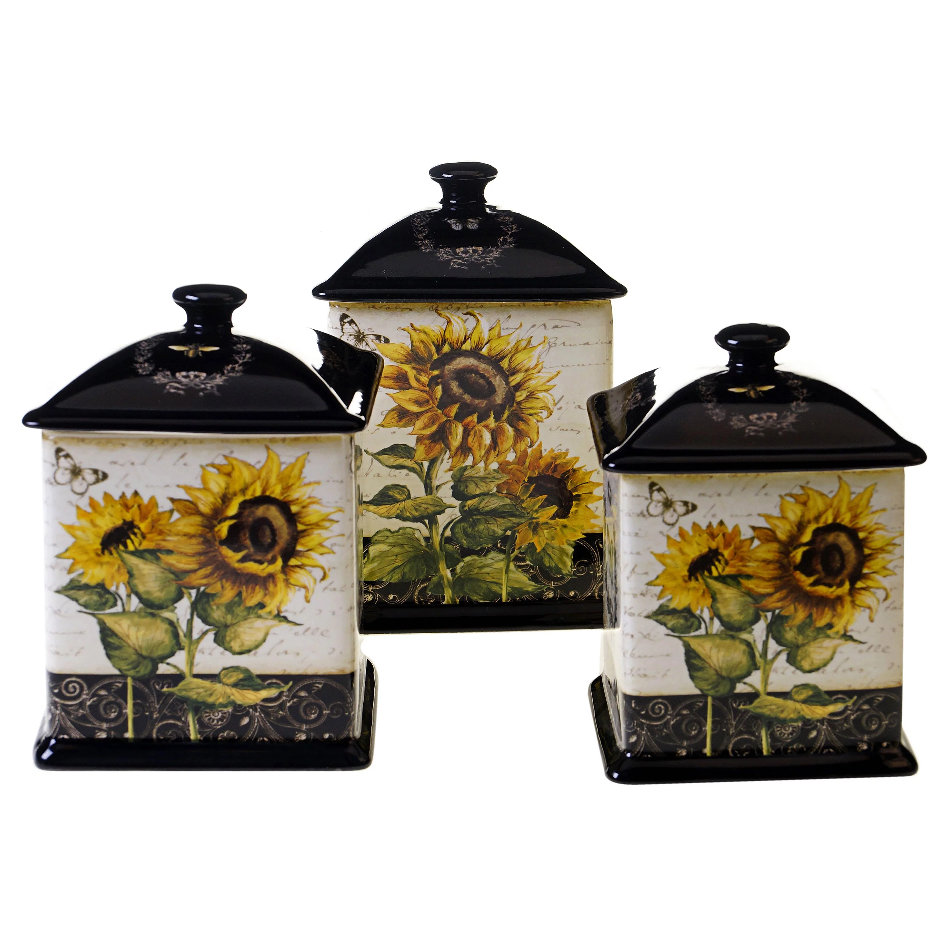 Certified International French Sunflowers 3-Piece Canister Set
