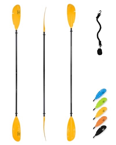 OCEANBROAD Adjustable Fishing Kayak Paddle - 94in/240cm-98in/250cm-102in/260cm Aluminum Alloy Shaft with Paddle Leash